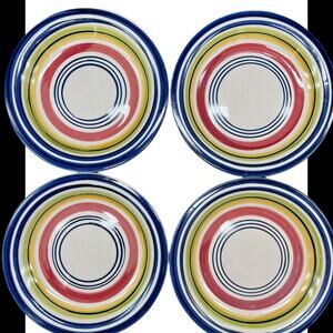 Pier 1 Circular Pattern Dessert Plates Primary Colors - Set of 4